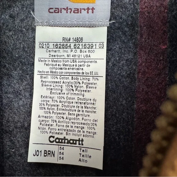 NEW Vintage Carhartt J01 Brown Duck Detroit Blanket Lined Jacket Size 54 - Picture 7 of 13
